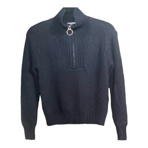 Old Navy Mock Neck 1/4 Zip Sweater Womens XS Knit Navy Blue Zip Up